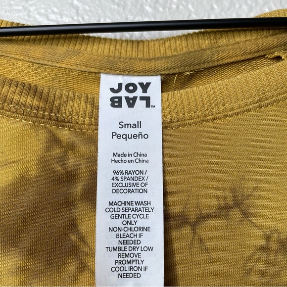 JoyLab Women's Soft Lightweight Sweatshirt Tie Dye Pattern Mustard Yellow - Picture 9 of 12